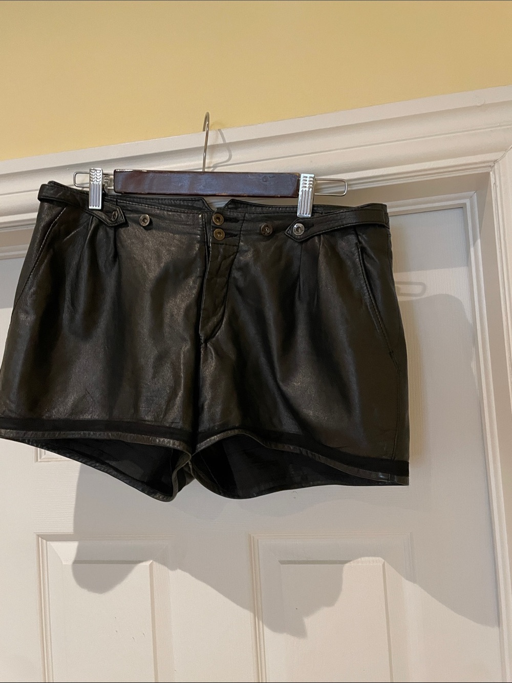 Diesel Archive Lamb Leather Shorts Y2K Moto Luxury Grunge Black